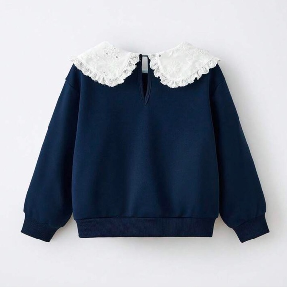 Majia Kids Navy Sweatshirt with Lace Collar - Picture 4 of 7